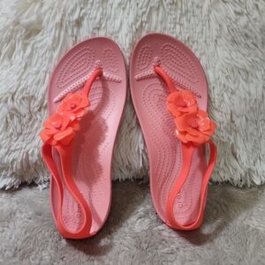 Pink Floral Crocs Serena Sandals